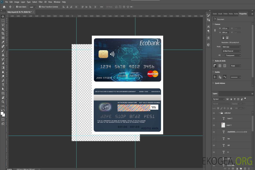 Carte Mastercard de la banque Ecobank Tchad template
